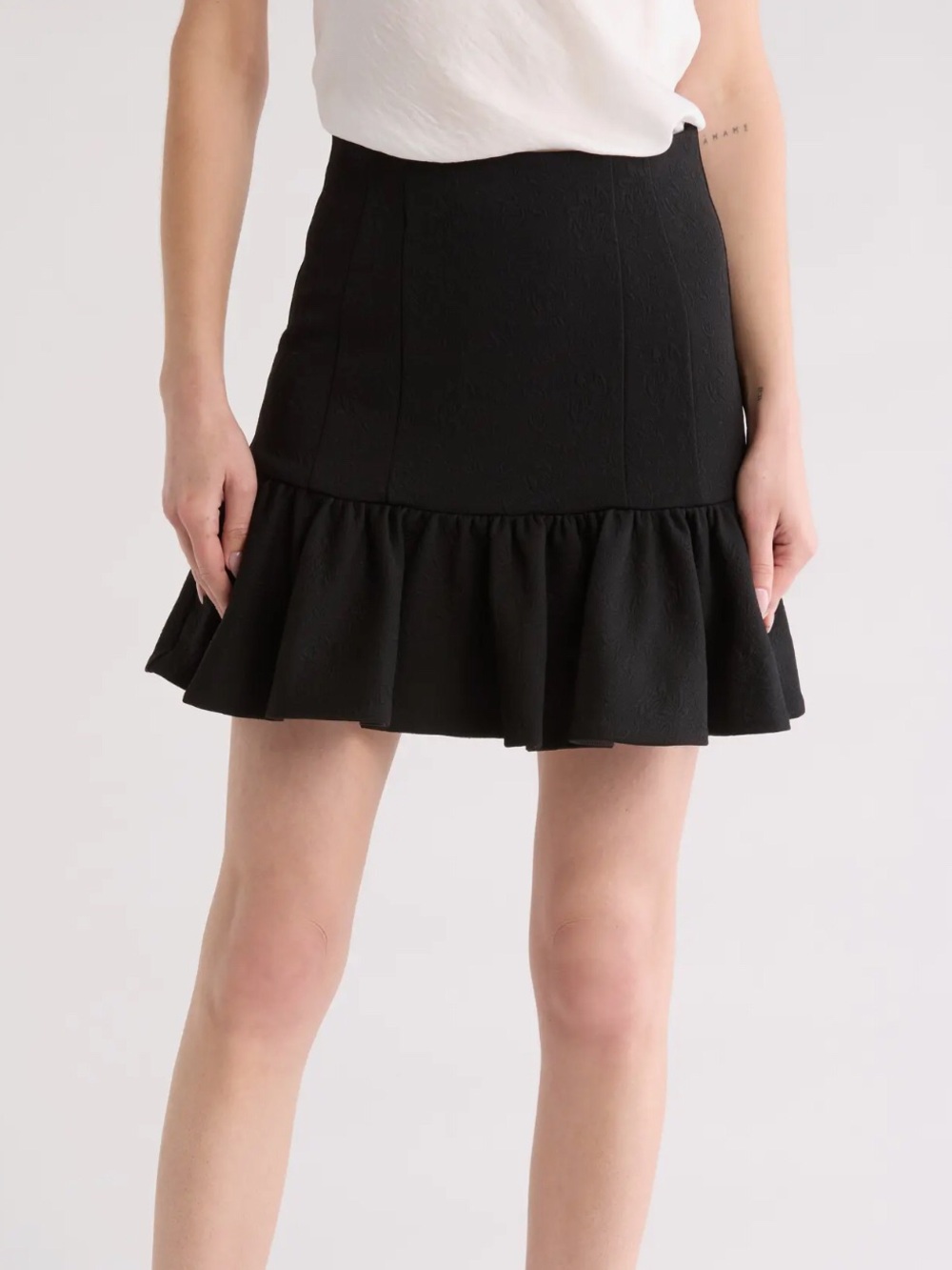 Veronica Beard Black Flared Ruffle Mini Skirt